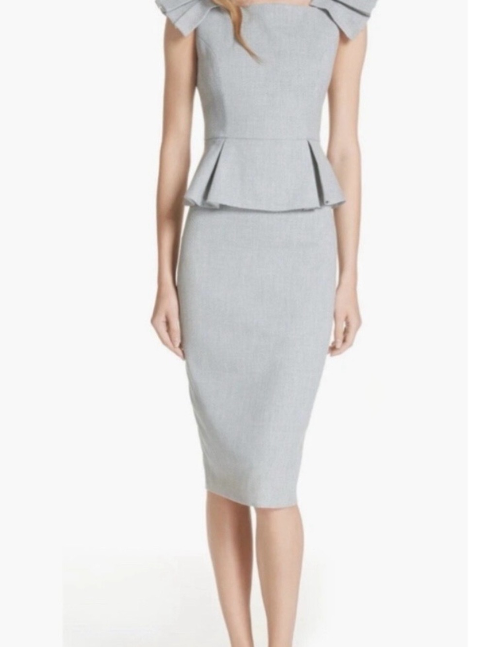 Ted Baker Light Gray Peplum Dress